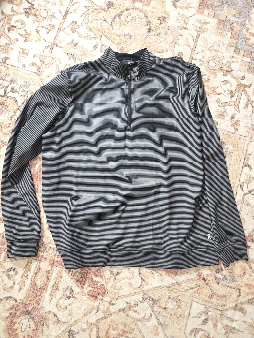 Men's Striped Quarter-Zip Pullover - Black